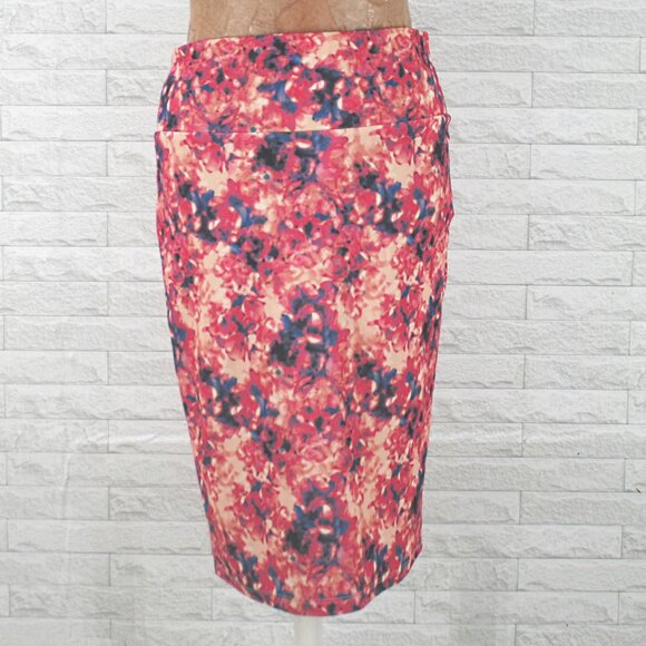 LULAROE Skirt Cassie Floral Abstract Tie Dye Pencil Pink Blue Printed Medium - Picture 4 of 11